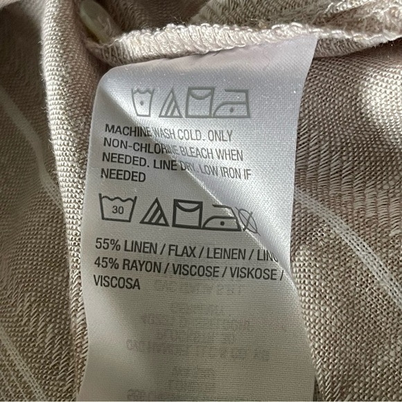 NWT Susan Graver Easy Linen Blend Cross- Dyed Tunic Khaki Stripe - Picture 8 of 11